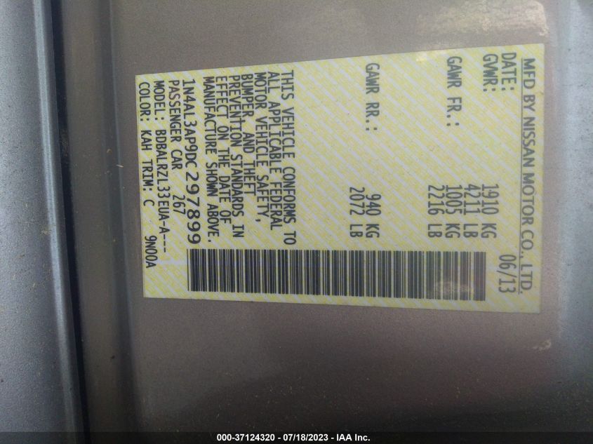 2013 NISSAN ALTIMA 2.5 S - 1N4AL3AP9DC297899