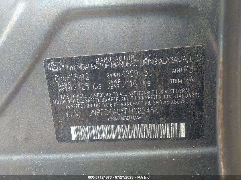 2013 HYUNDAI SONATA SE - 5NPEC4AC5DH662453
