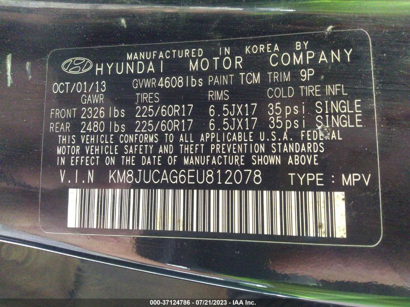 2014 HYUNDAI TUCSON SE - KM8JUCAG6EU812078