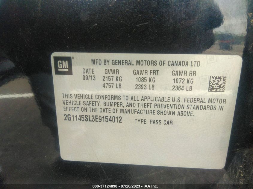 2014 CHEVROLET IMPALA LTZ - 2G1145SL3E9154012