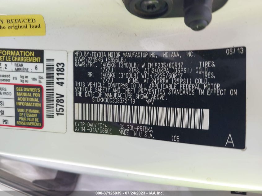 2013 TOYOTA SIENNA LE - 5TDKK3DC3DS372119