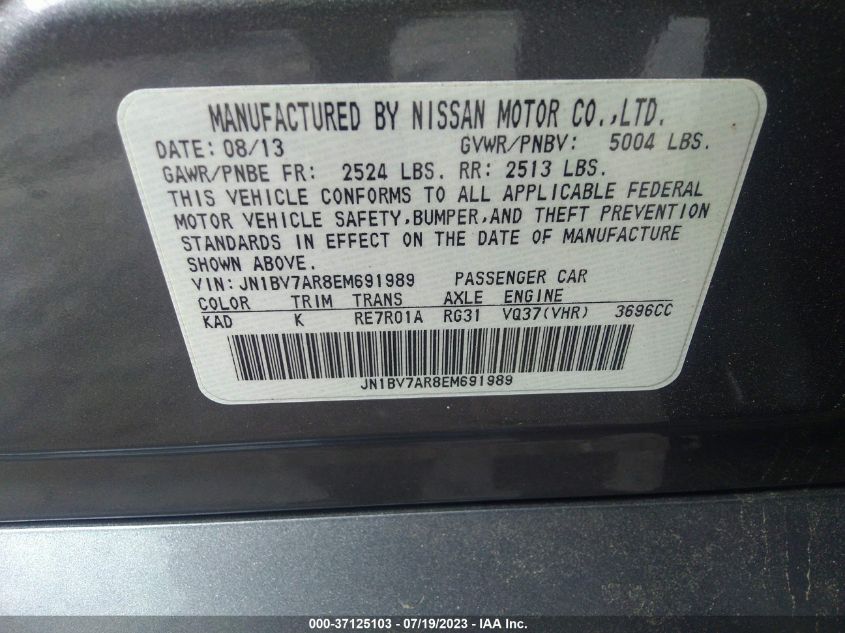 2014 INFINITI Q50 SPORT - JN1BV7AR8EM691989