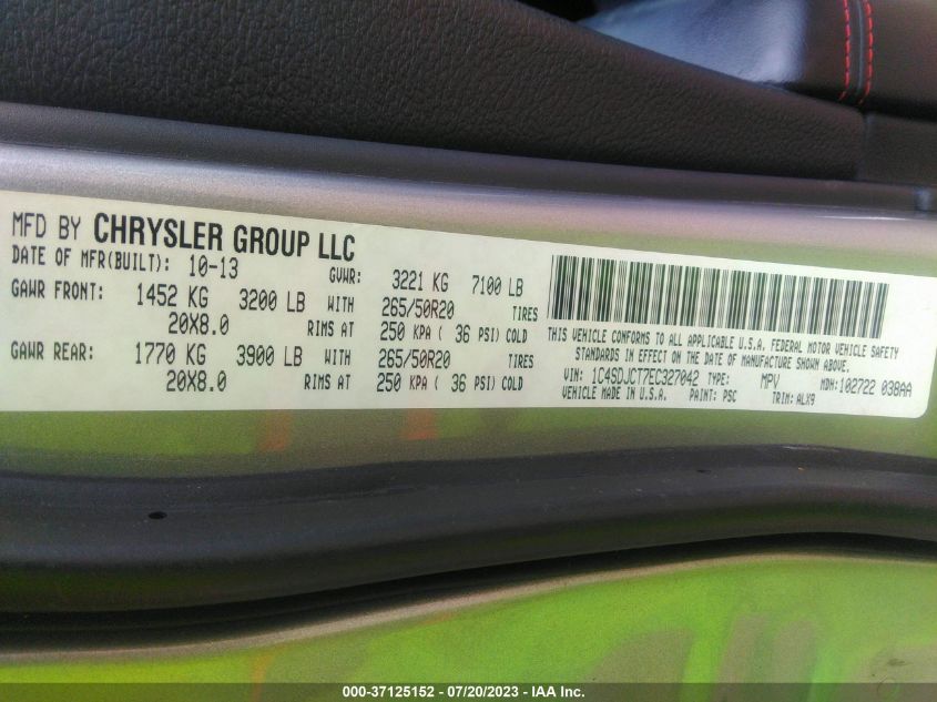 2014 DODGE DURANGO R/T - 1C4SDJCT7EC327042