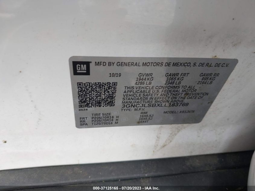 2020 CHEVROLET TRAX 1LT - 3GNCJLSBXLL183769