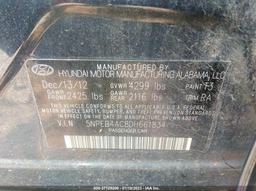 2013 HYUNDAI SONATA GLS - 5NPEB4AC8DH661834
