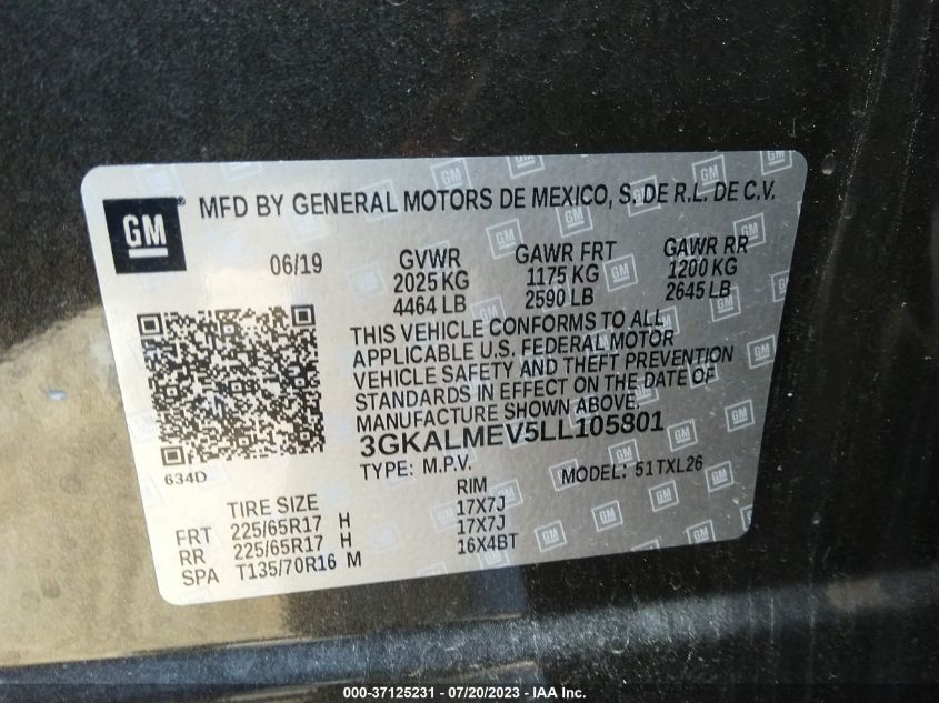 2020 GMC TERRAIN SLE - 3GKALMEV5LL105801