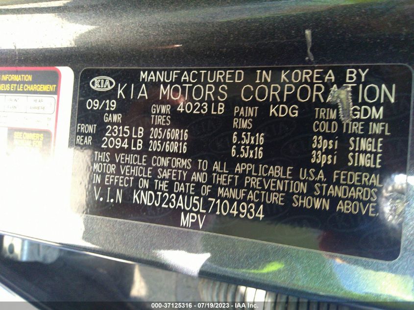 2020 KIA SOUL LX/X LINE/S - KNDJ23AU5L7104934