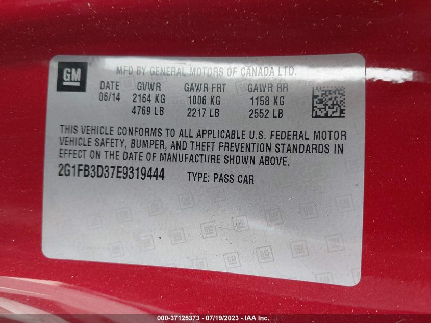 2014 CHEVROLET CAMARO LT - 2G1FB3D37E9319444