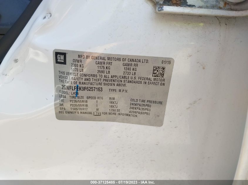 2015 CHEVROLET EQUINOX LT - 2GNFLFEK9F6257163
