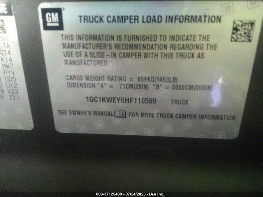 2017 CHEVROLET SILVERADO 2500HD LTZ - 1GC1KWEY6HF110589