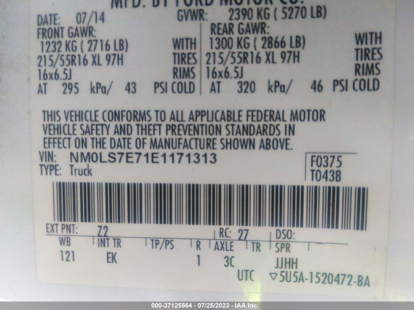 2014 FORD TRANSIT CONNECT XL - NM0LS7E71E1171313
