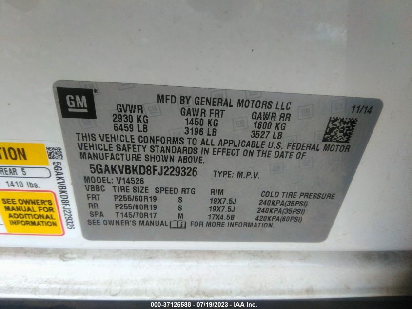 2015 BUICK ENCLAVE LEATHER - 5GAKVBKD8FJ229326