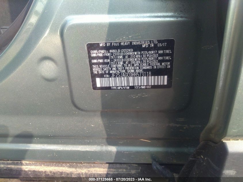 2017 SUBARU FORESTER PREMIUM - JF2SJAGC0HH573118
