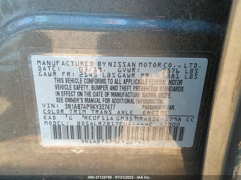2019 NISSAN SENTRA SR - 3N1AB7AP9KY327477