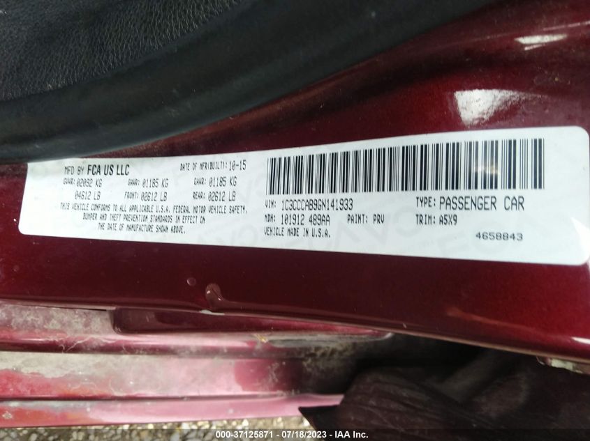 2016 CHRYSLER 200 LIMITED - 1C3CCCAB9GN141933