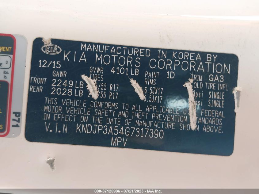 2016 KIA SOUL + - KNDJP3A54G7317390