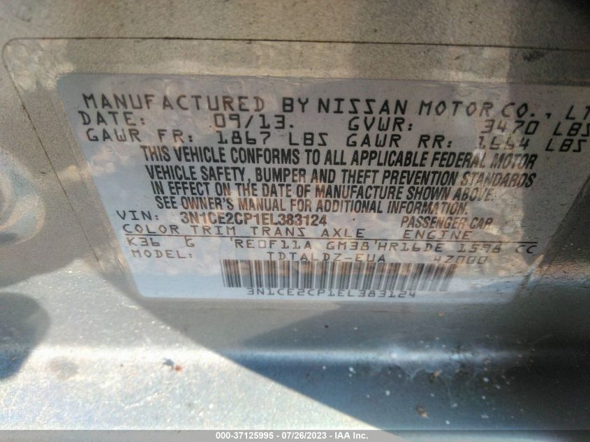 2014 NISSAN VERSA NOTE S/S PLUS/SV/SL - 3N1CE2CP1EL383124