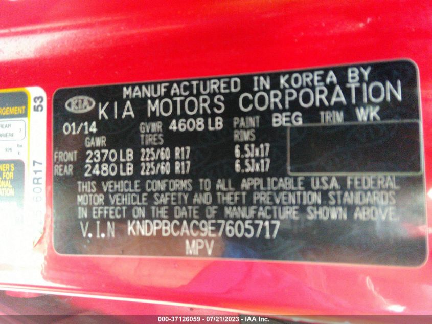 2014 KIA SPORTAGE LX - KNDPBCAC9E7605717