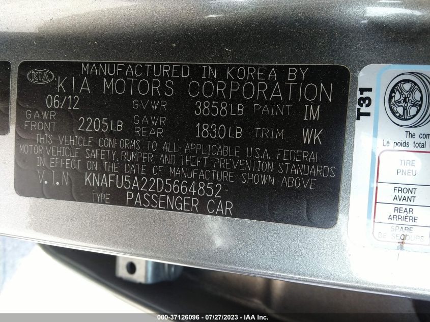 2013 KIA FORTE 5-DOOR EX - KNAFU5A22D5664852