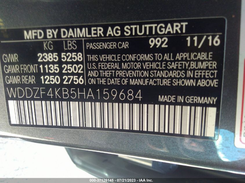 WDDZF4KB5HA159684 2017 MERCEDES-BENZ E-CLASS, photo no. 9