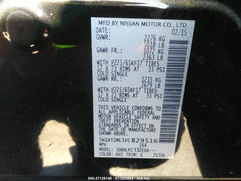2015 NISSAN ROGUE S - 5N1AT2ML5FC829516