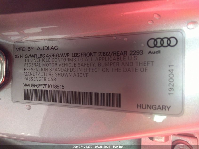 2015 AUDI S3/A3 2.0T PREMIUM - WAUBFGFF7F1018815