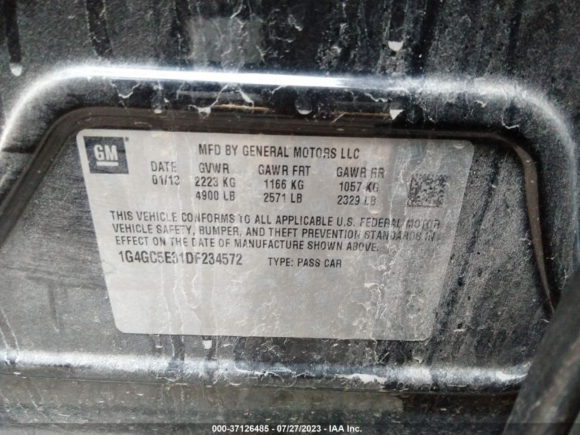 2013 BUICK LACROSSE LEATHER - 1G4GC5E31DF234572