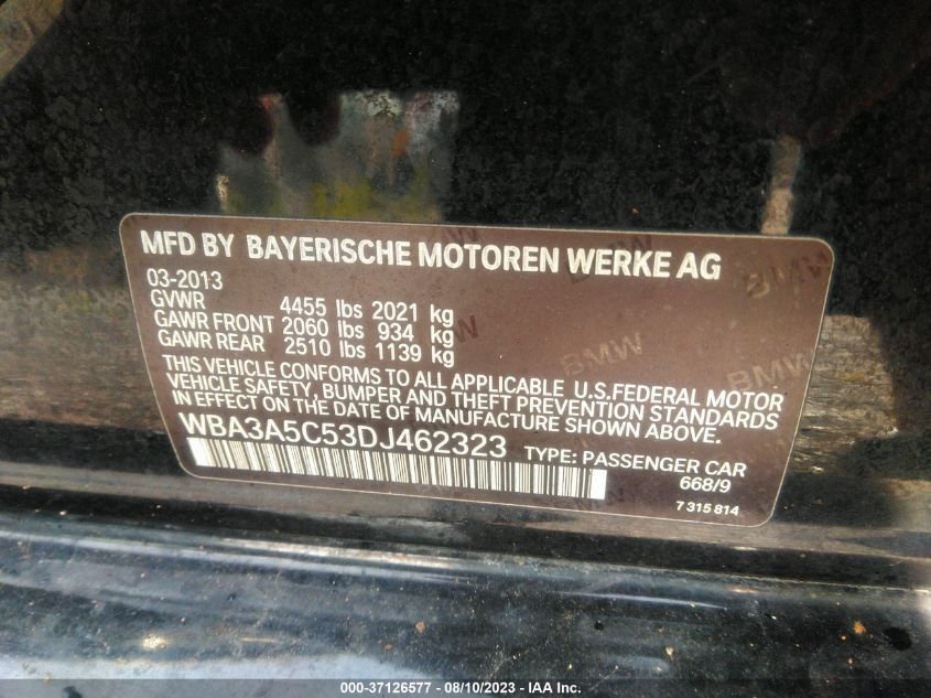 2013 BMW 3 SERIES 328I - WBA3A5C53DJ462323
