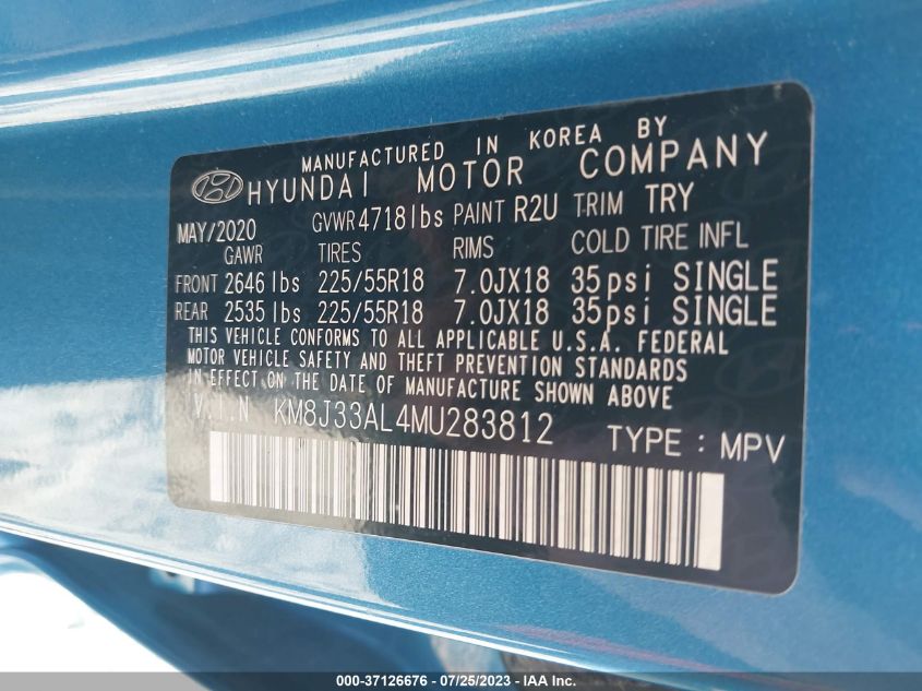 2021 HYUNDAI TUCSON SEL - KM8J33AL4MU283812