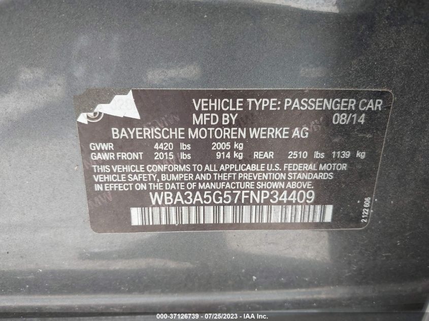 2015 BMW 3 SERIES 328I - WBA3A5G57FNP34409