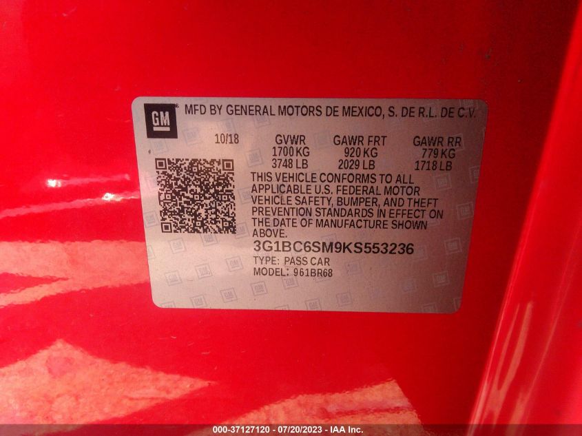 2019 CHEVROLET CRUZE LS - 3G1BC6SM9KS553236