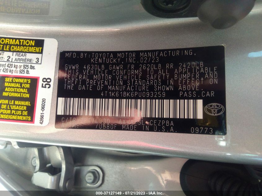 2023 TOYOTA CAMRY XSE - 4T1K61BK6PU093259
