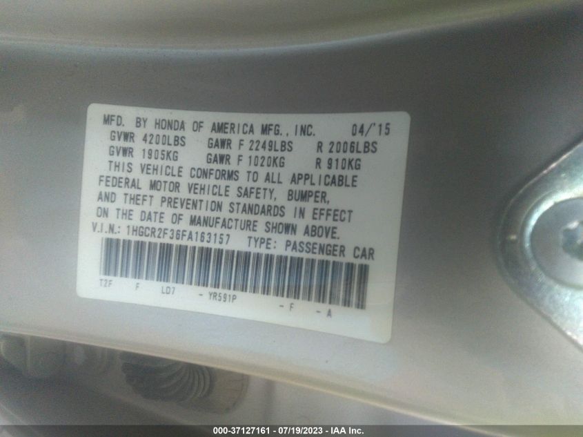 2015 HONDA ACCORD LX - 1HGCR2F36FA163157