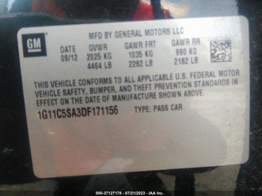 2013 CHEVROLET MALIBU LT - 1G11C5SA3DF171156