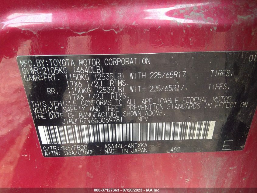 2016 TOYOTA RAV4 LE - JTMBFREV6GJ069781