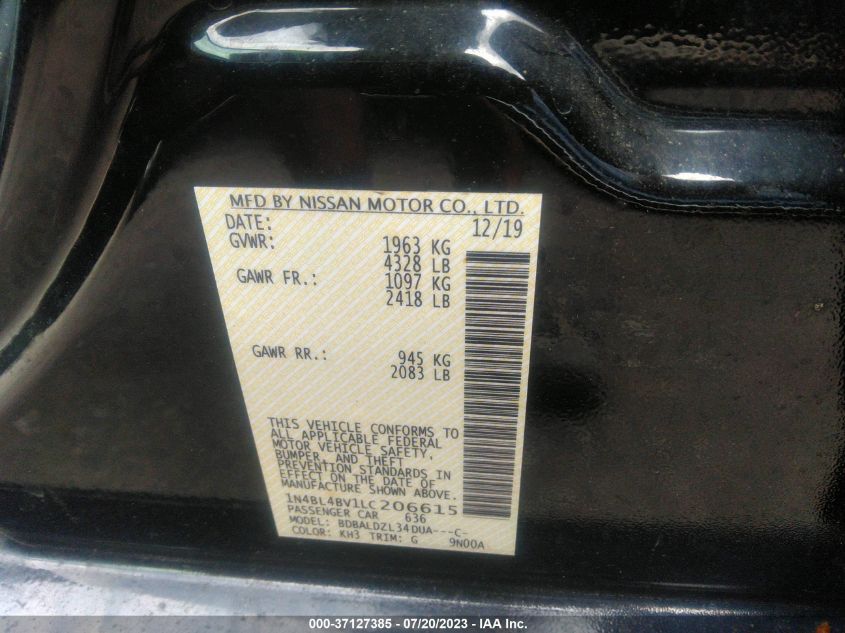 2020 NISSAN ALTIMA 2.5 S - 1N4BL4BV1LC206615