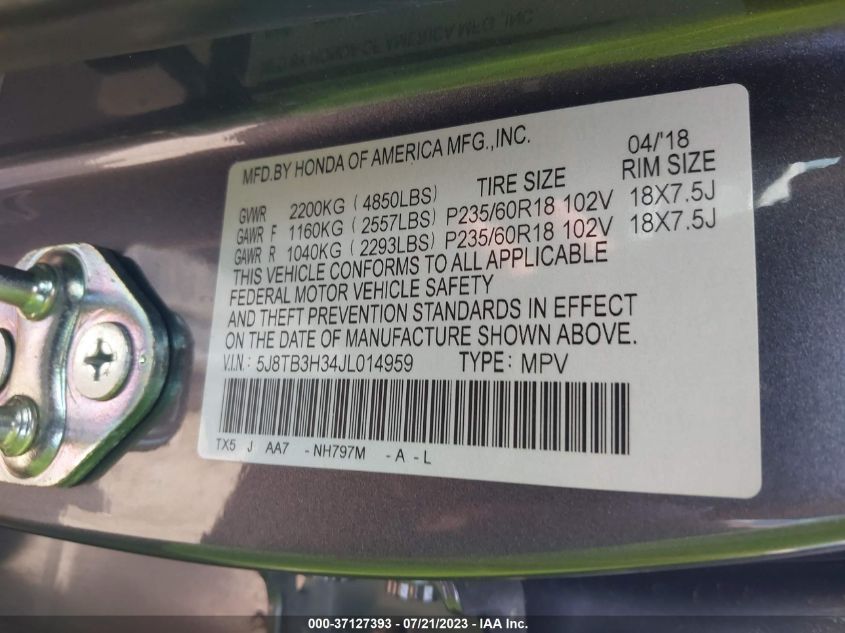 2018 ACURA RDX - 5J8TB3H34JL014959