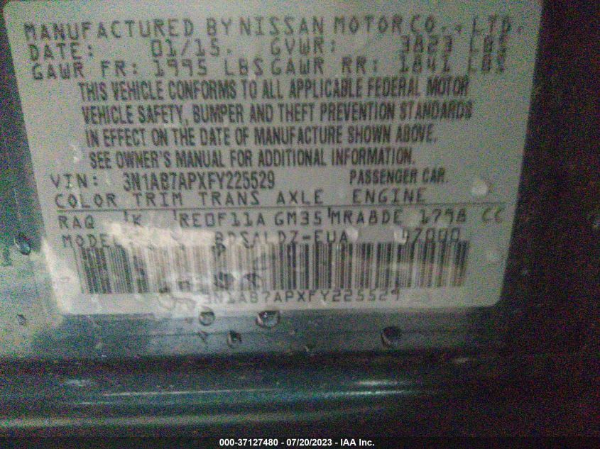 2015 NISSAN SENTRA SV - 3N1AB7APXFY225529