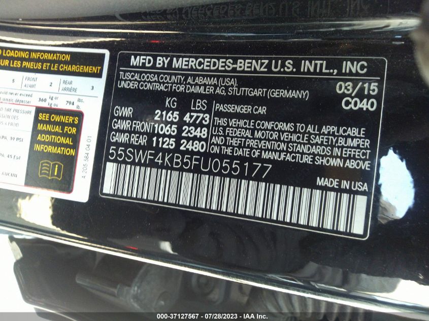 2015 MERCEDES-BENZ C-CLASS C 300 - 55SWF4KB5FU055177