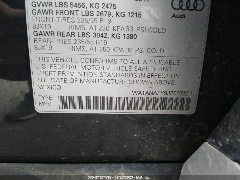 2018 AUDI Q5 PREMIUM - WA1ANAFY9J2007327