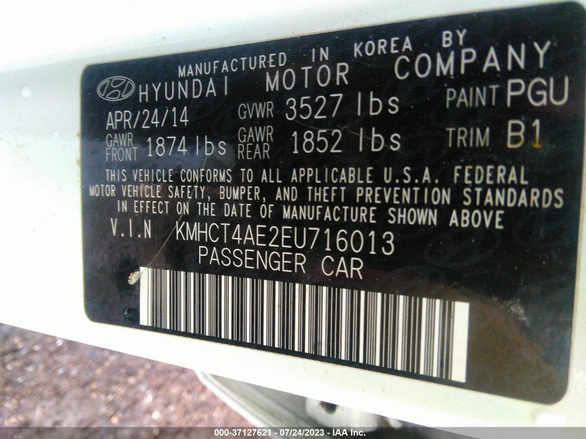 2014 HYUNDAI ACCENT GLS - KMHCT4AE2EU716013