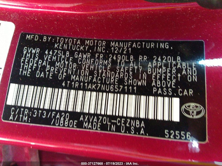 2022 TOYOTA CAMRY LE - 4T1R11AK7NU657111