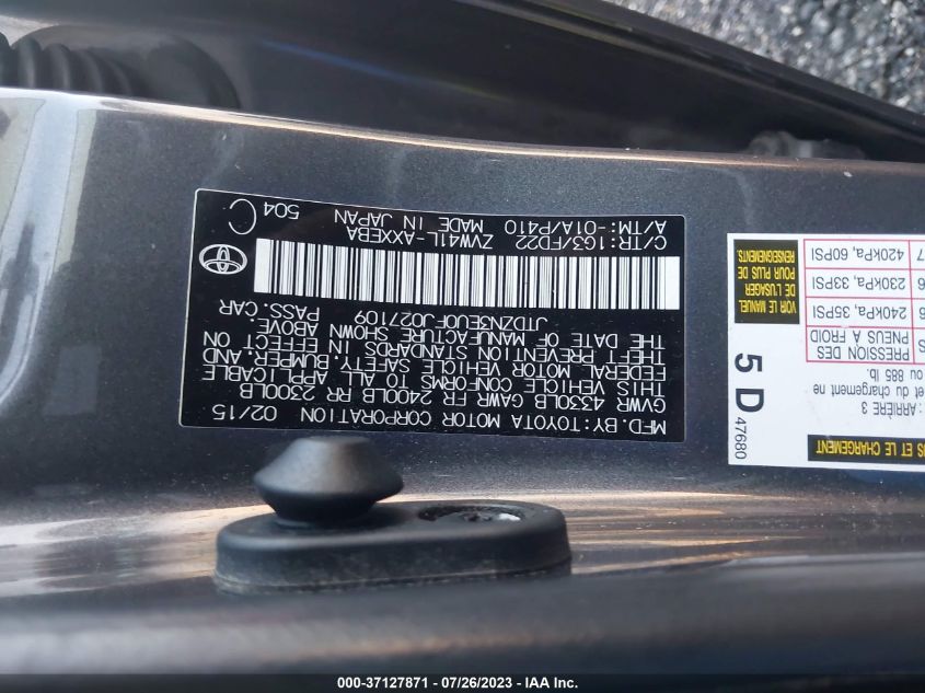 2015 TOYOTA PRIUS V TWO/FIVE/THREE/FOUR - JTDZN3EU0FJ027109