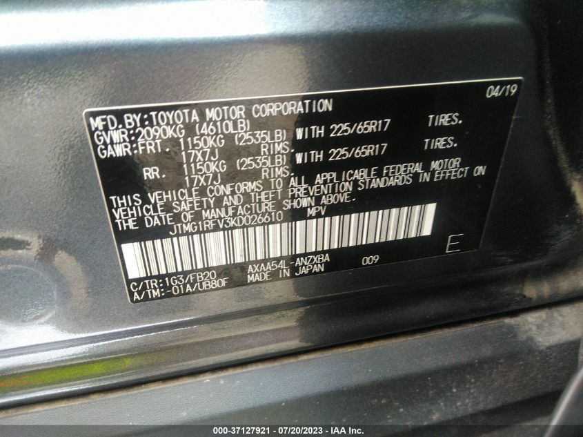 2019 TOYOTA RAV4 LE - JTMG1RFV3KD026610