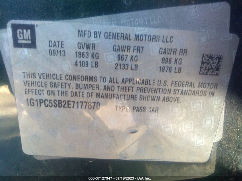 2014 CHEVROLET CRUZE 1LT - 1G1PC5SB2E7177870