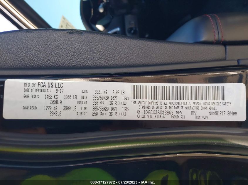 2018 DODGE DURANGO R/T - 1C4SDJCT8JC153976