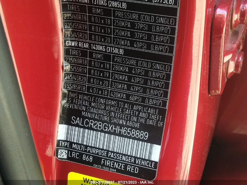 2017 LAND ROVER DISCOVERY SPORT HSE - SALCR2BGXHH658889