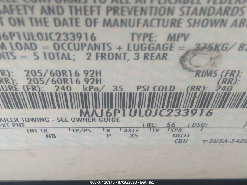 2018 FORD ECOSPORT SE - MAJ6P1UL0JC233916