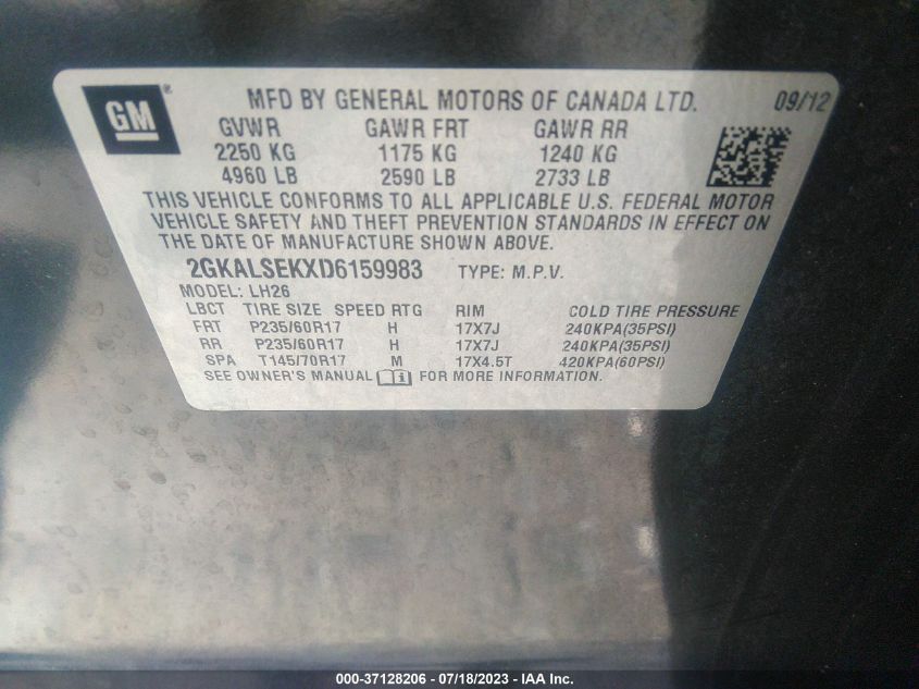 2013 GMC TERRAIN SLE - 2GKALSEKXD6159983