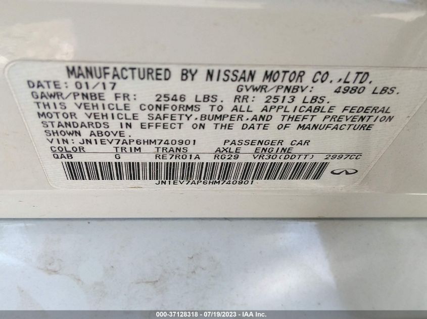 2017 INFINITI Q50 PREMIUM/SPORT/SE - JN1EV7AP6HM740901